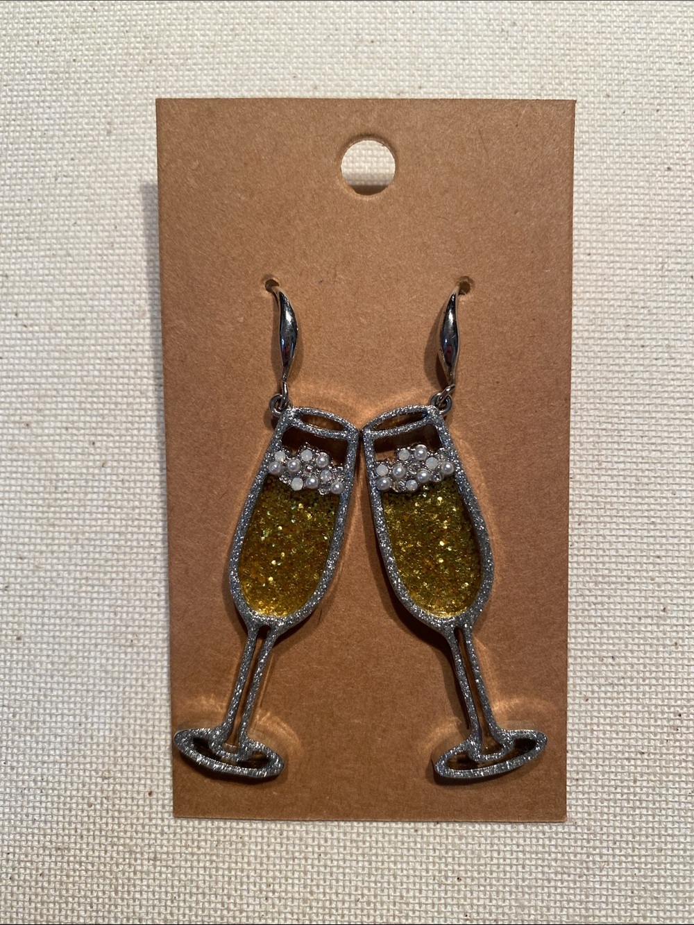 Celebration Champagne Glass Dangle Earrings